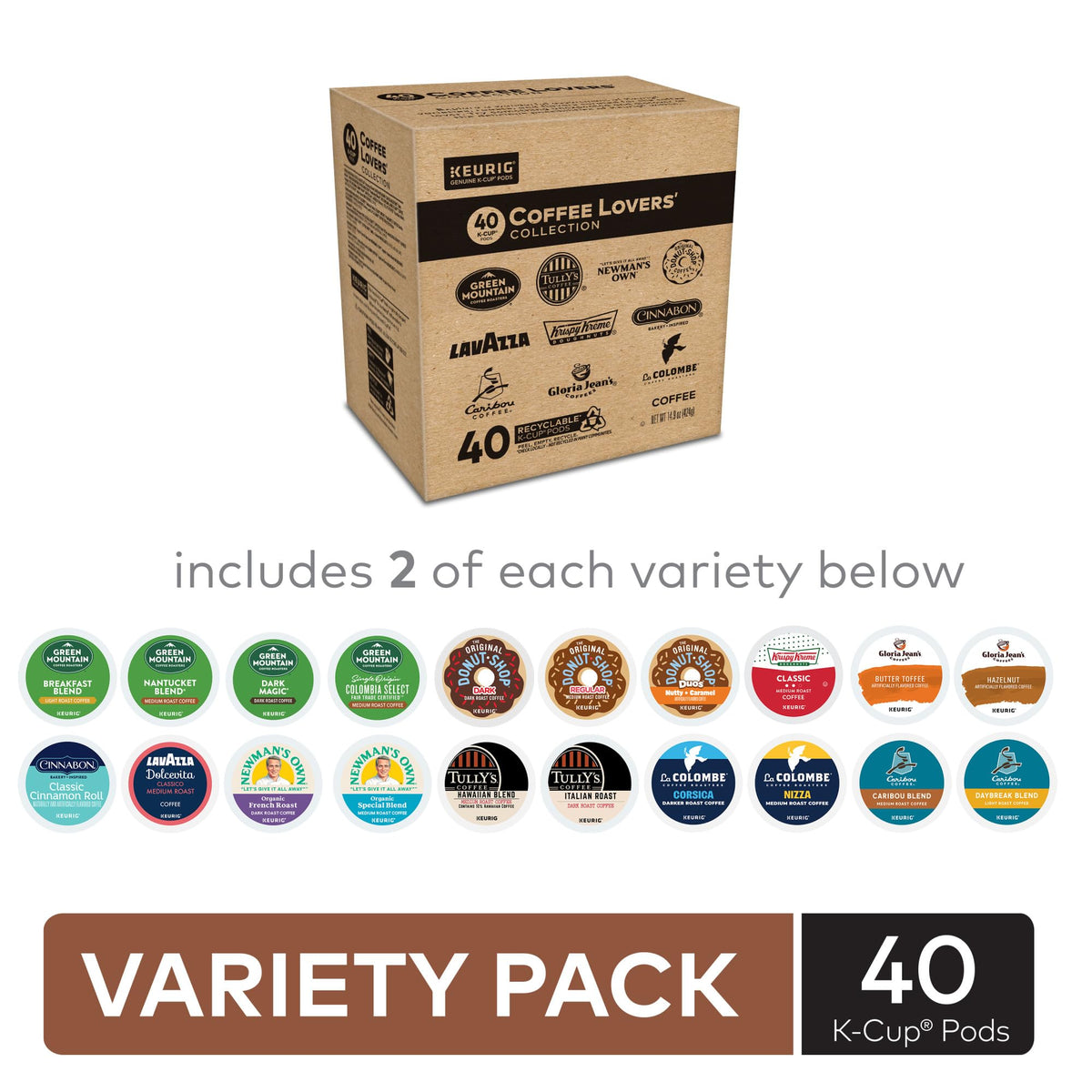 Keurig Coffee Lovers Collection – 40 K-Cup Pods, 20 Varieties