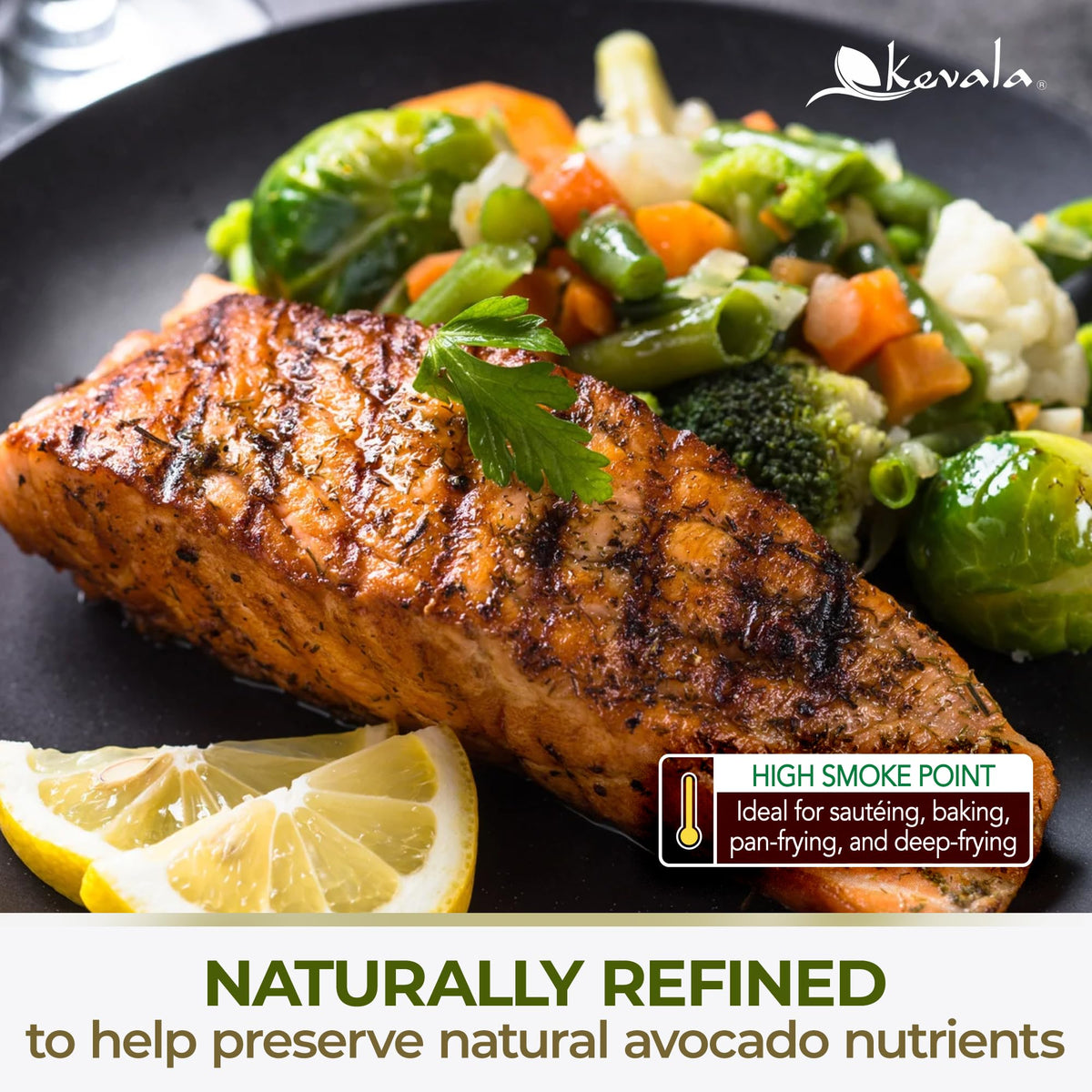 Kevala Avocado Oil – Cold Pressed, Non-GMO Project Verified & Kosher | High-Heat Cooking & Skin Care – 64 Fl Oz