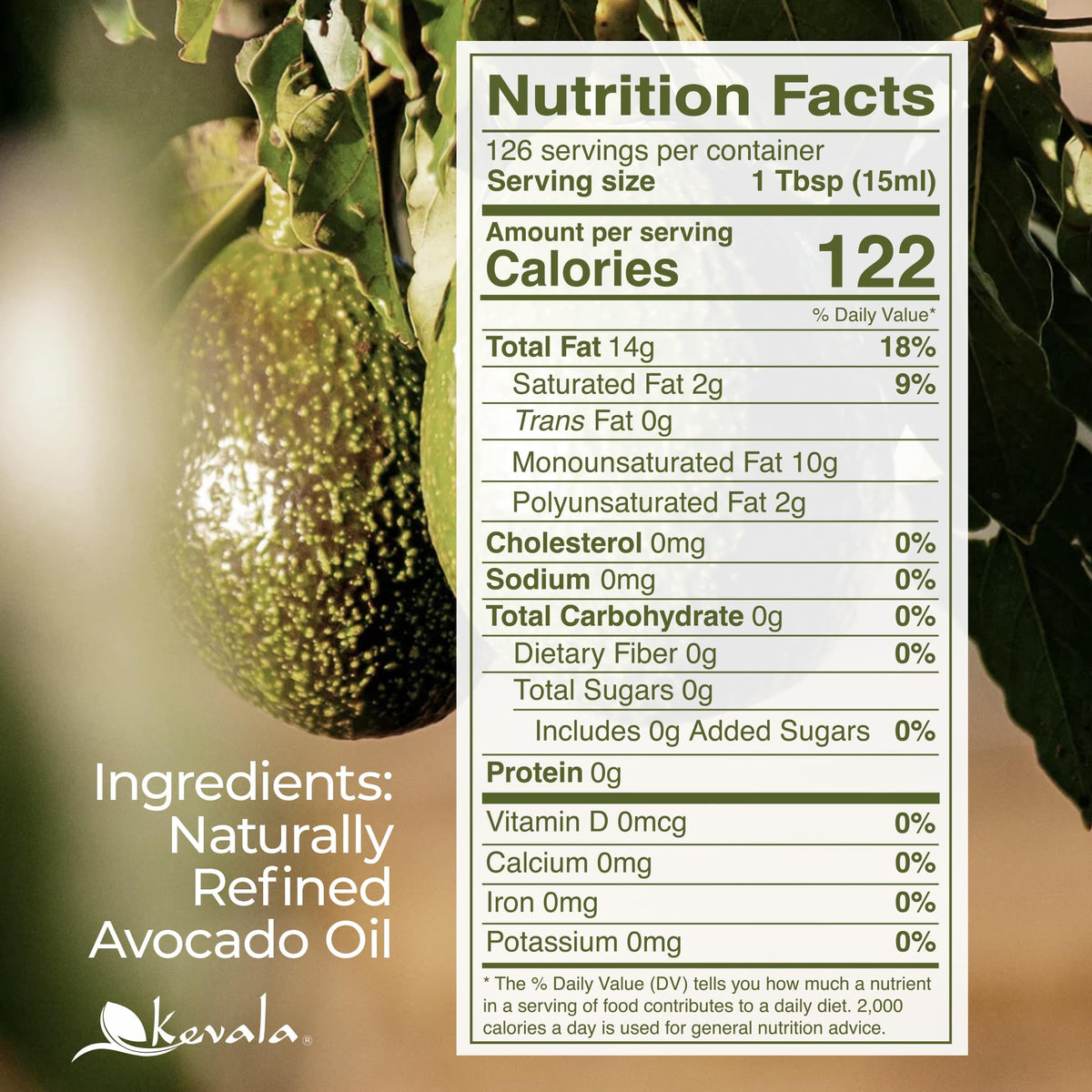Kevala Avocado Oil – Cold Pressed, Non-GMO Project Verified & Kosher | High-Heat Cooking & Skin Care – 64 Fl Oz