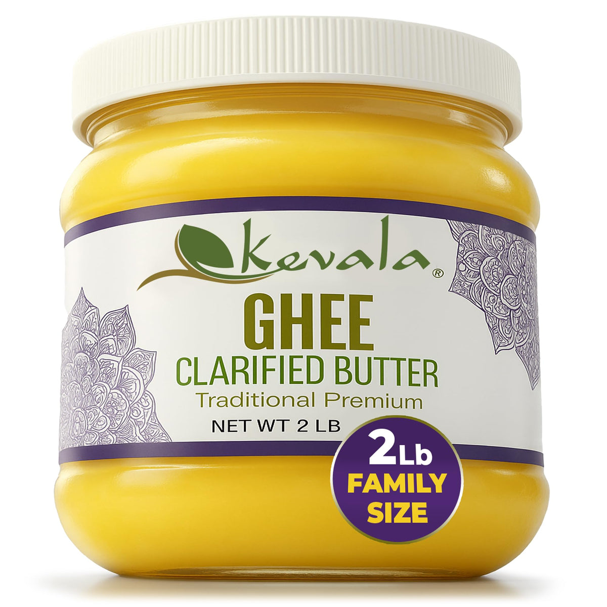 Kevala Clarified Butter Ghee – Grass-Fed, Lactose & Casein Free, High Smoke Point for Keto & Gluten Free Cooking | 2 lb