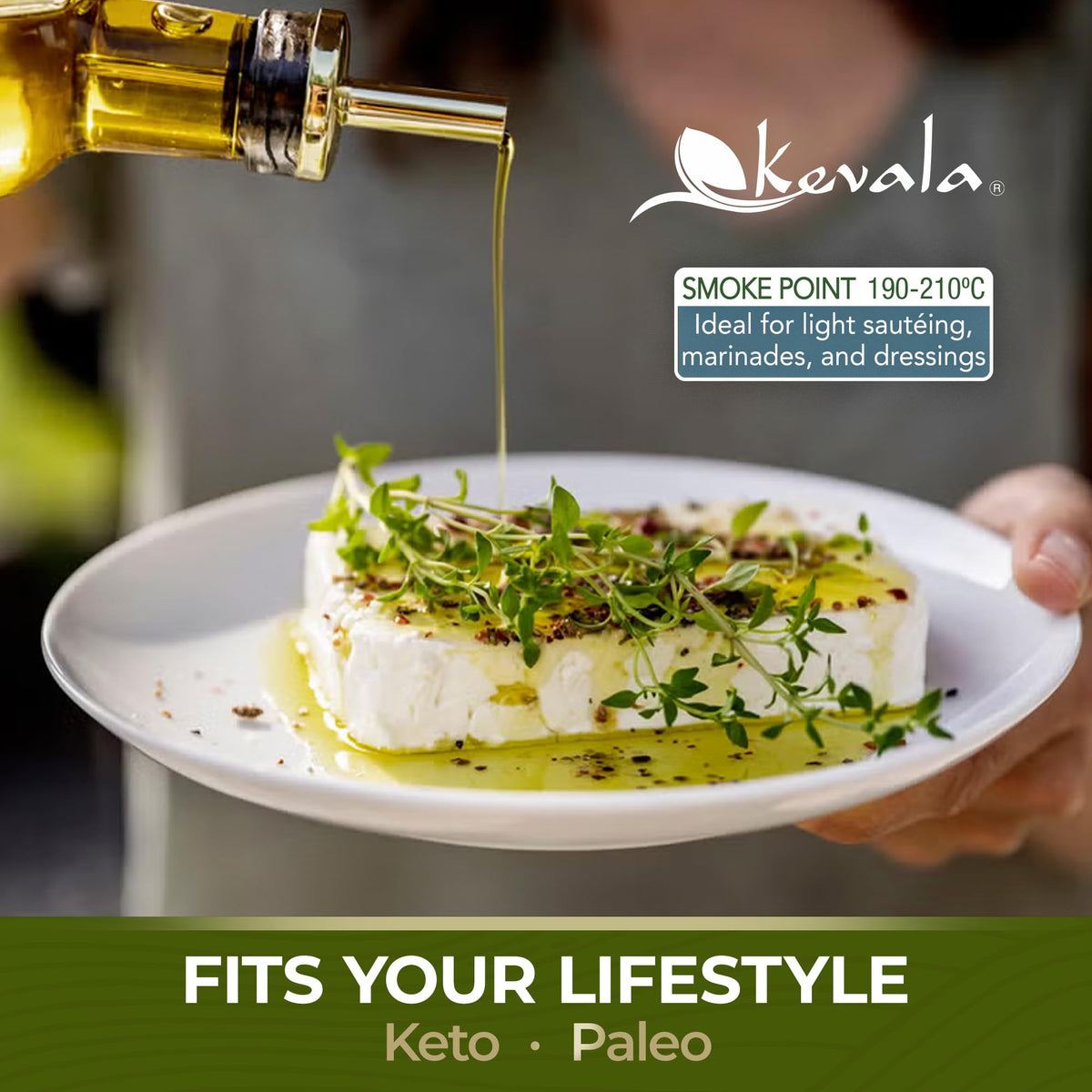 Kevala Extra Virgin Organic Olive Oil – Gluten-Free, Cholesterol-Free, 128 oz