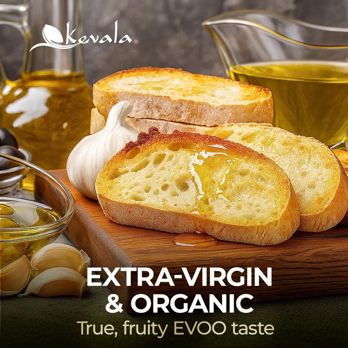 Kevala Extra Virgin Organic Olive Oil – Gluten-Free, Cholesterol-Free, 128 oz