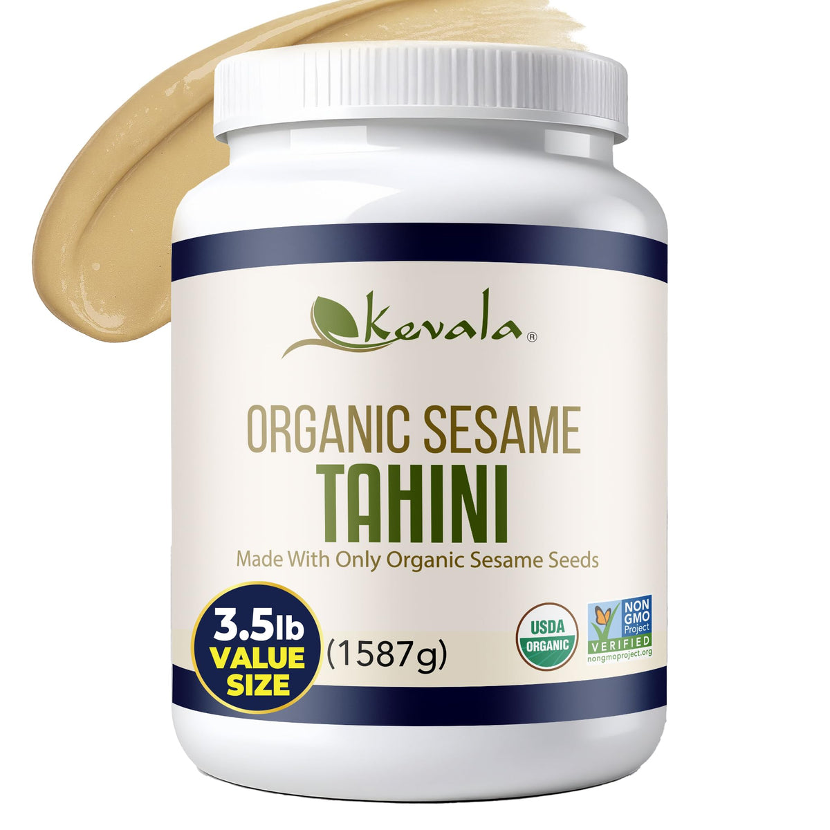 Kevala Organic Tahini – 3.5 lb Sesame Paste, Nutty Flavor, Vegan & Gluten-Free