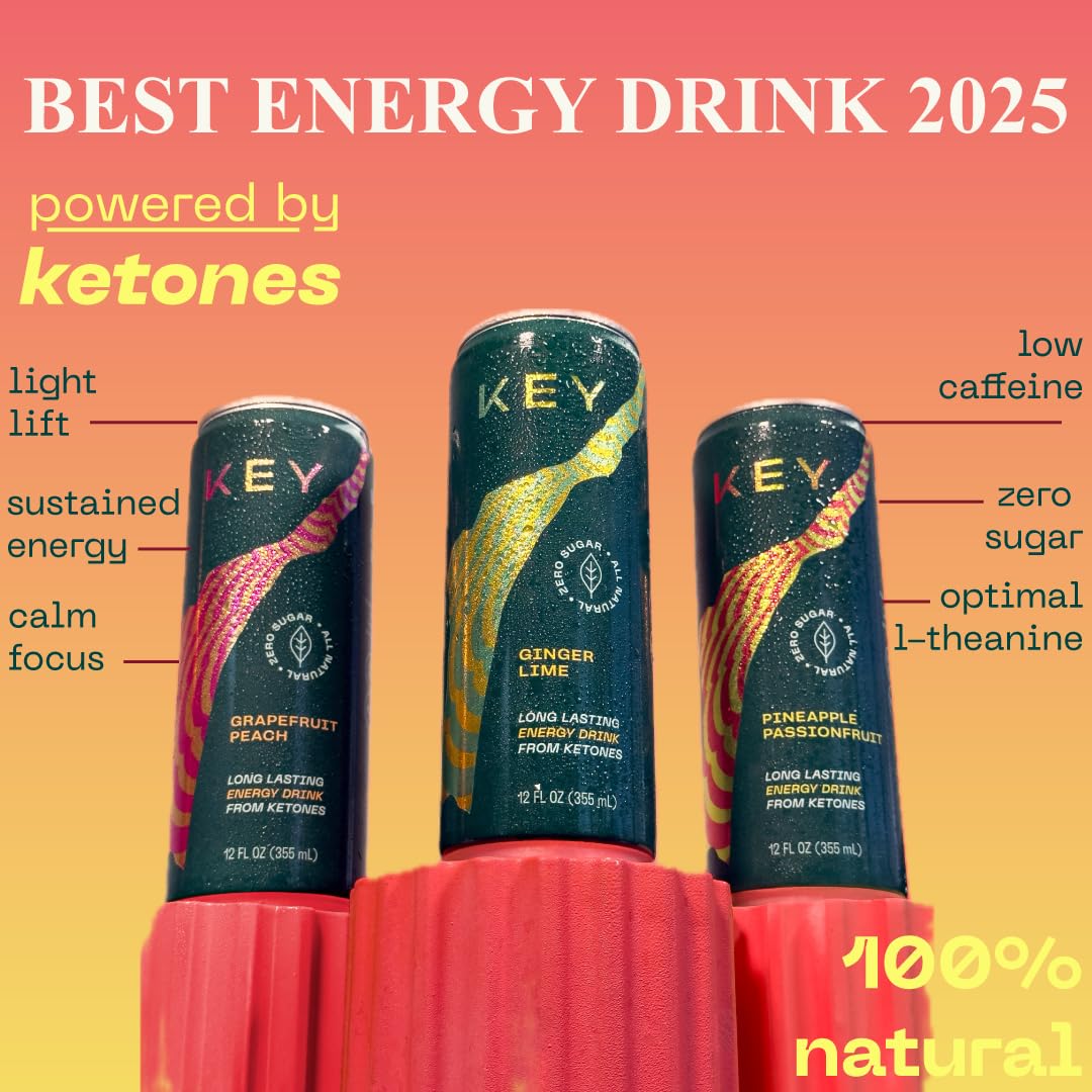 KEY Ketone Drink – Sugar Free Energy & Focus (Low Caffeine) Pack of 6