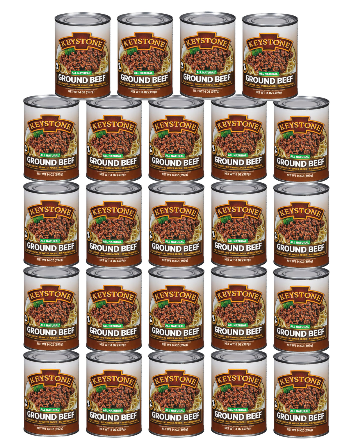 Keystone Meats All Natural Heat-and-Serve Ground Beef 14 oz – Fully Cooked, Shelf-Stable Canned Meat – Made in USA (Pack of 24)