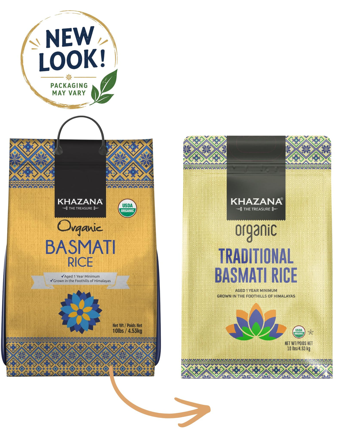 Khazana Authentic Organic Basmati Rice 10lb – Aromatic, Premium Flavor, Non-GMO, Gluten Free, Kosher