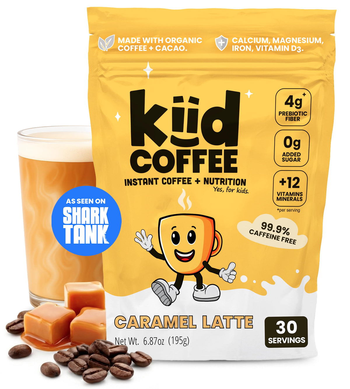 Kiid Coffee - 99.9% Caffeine-Free Organic Kids’ Coffee | 12 Vitamins & 4g Prebiotics