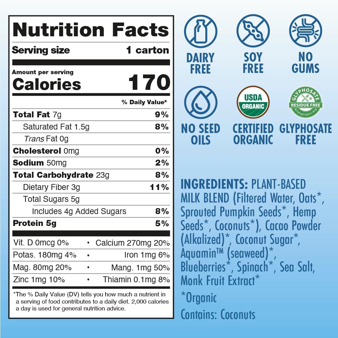 Chocolate Kiki Milk – Organic Plant-Based Milk (8 oz x 12) | Gluten-Free, Glyphosate-Free, GMO-Free