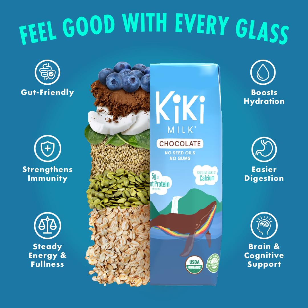 Chocolate Kiki Milk – Organic Plant-Based Milk (8 oz x 12) | Gluten-Free, Glyphosate-Free, GMO-Free
