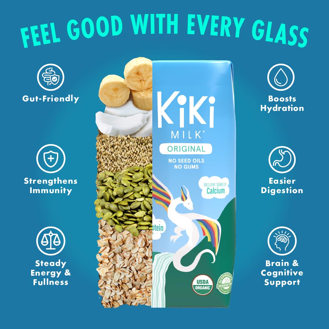 Original Kiki Milk — Organic Plant-Based Milk, Glyphosate-Free, 12-Pack (8 oz each)