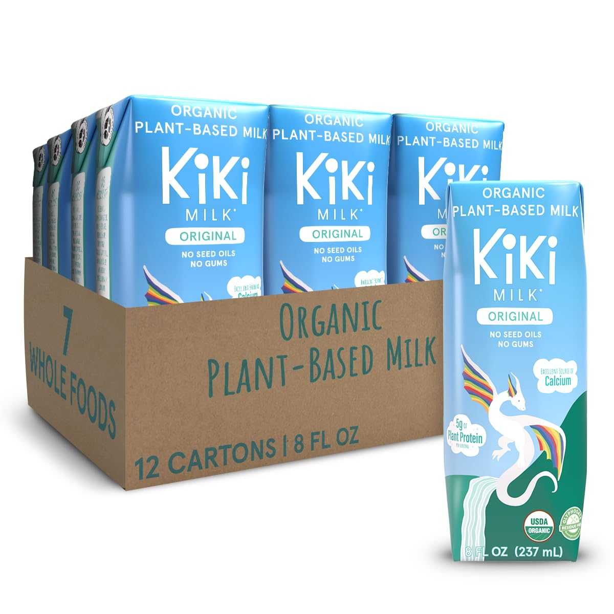 Original Kiki Milk — Organic Plant-Based Milk, Glyphosate-Free, 12-Pack (8 oz each)