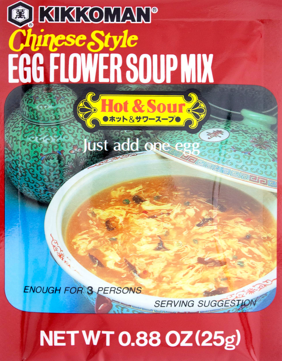 Kikkoman Egg Flower Soup Mix Hot and Sour — 0.88 oz Pack of 12
