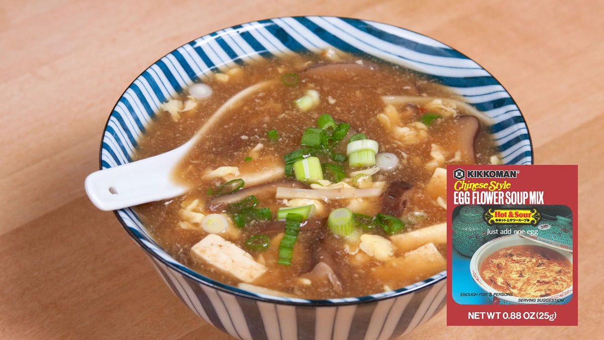 Kikkoman Egg Flower Soup Mix Hot and Sour — 0.88 oz Pack of 12