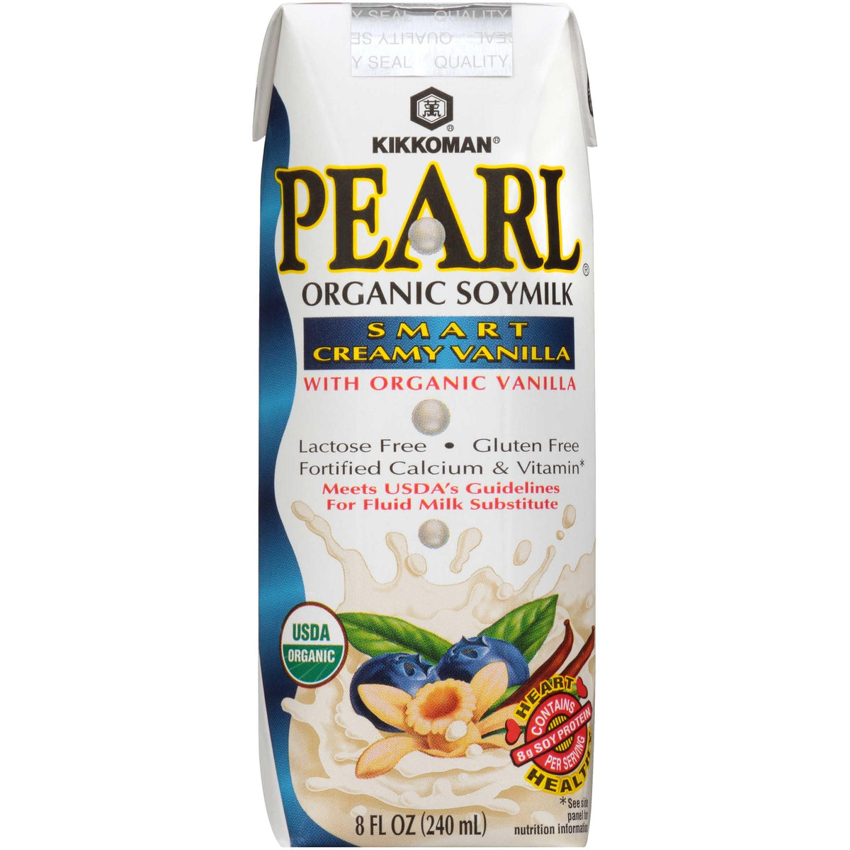 Kikkoman Pearl Organic Smart Creamy Vanilla Soymilk, 8 fl oz | 24 per case