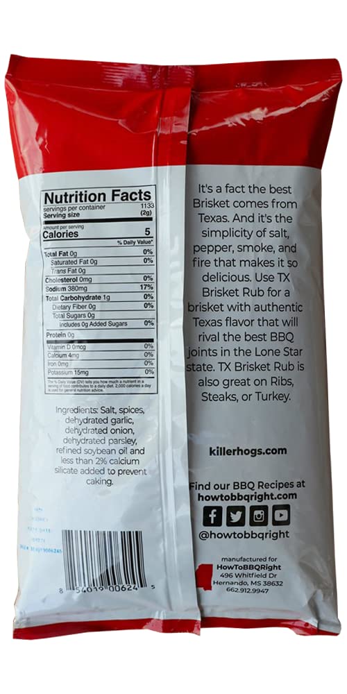 Killer Hogs TX Brisket Dry Rub – Championship Texas BBQ Seasoning, 5 lb