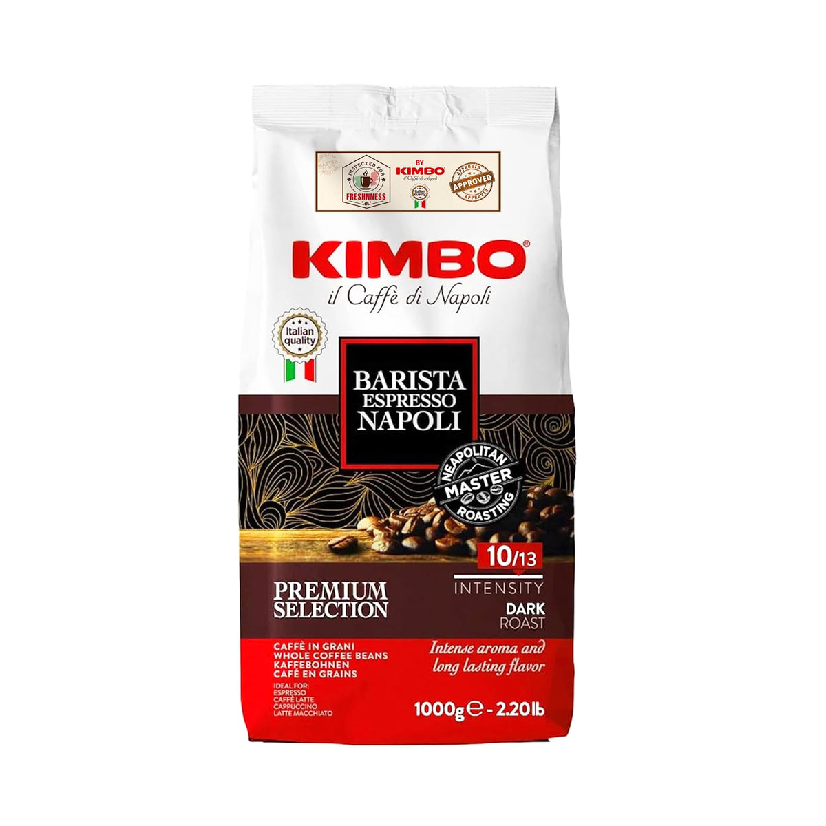 Kimbo Espresso Napoletano Whole Coffee Beans – Dark Roast, 1kg