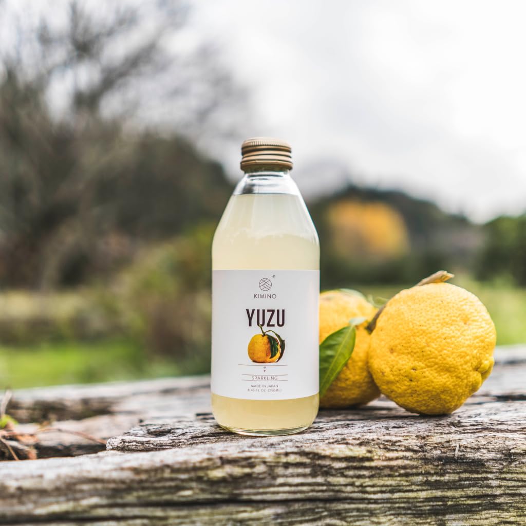 Kimino Sparkling Yuzu Juice – All-Natural Japanese Yuzu Drink, 12 Pack, 8.45 fl oz