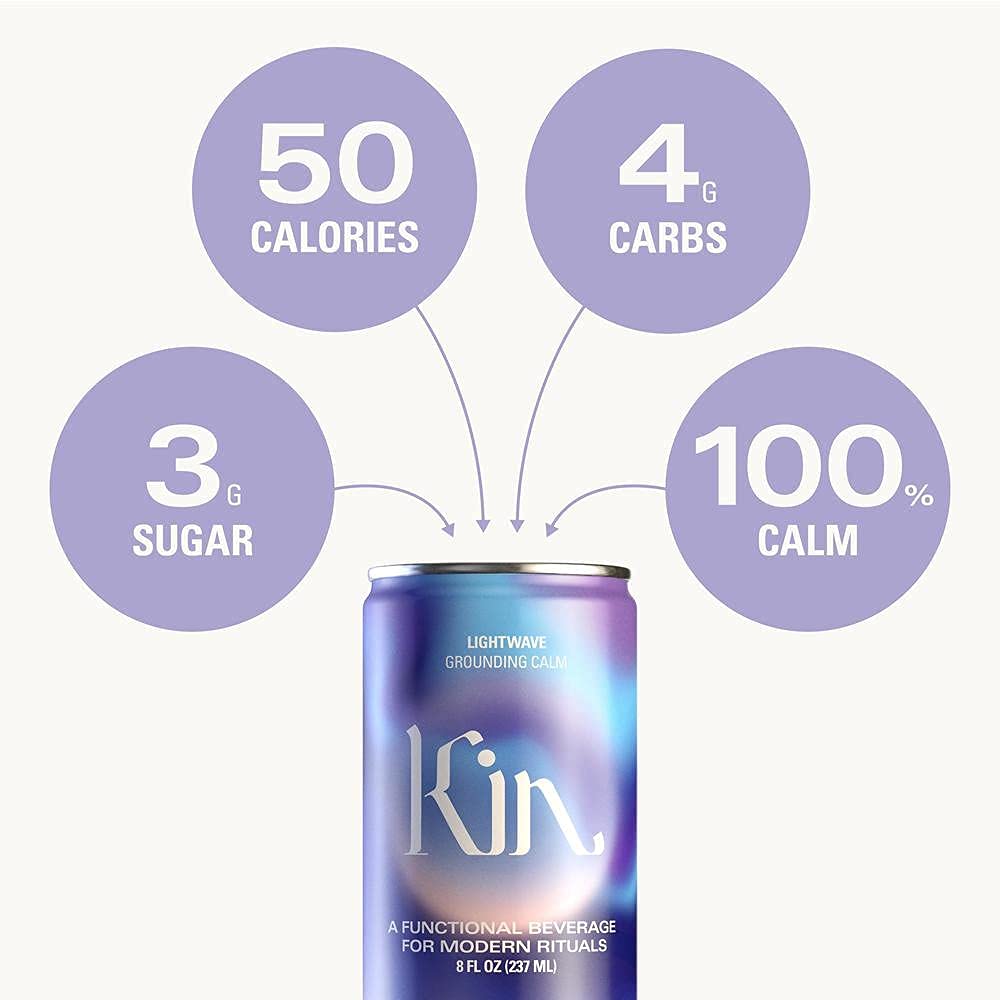 Lightwave by Kin Euphorics – Non-Alcoholic Nootropic Drink, Lavender-Vanilla, Ginger & Birch (8pk)