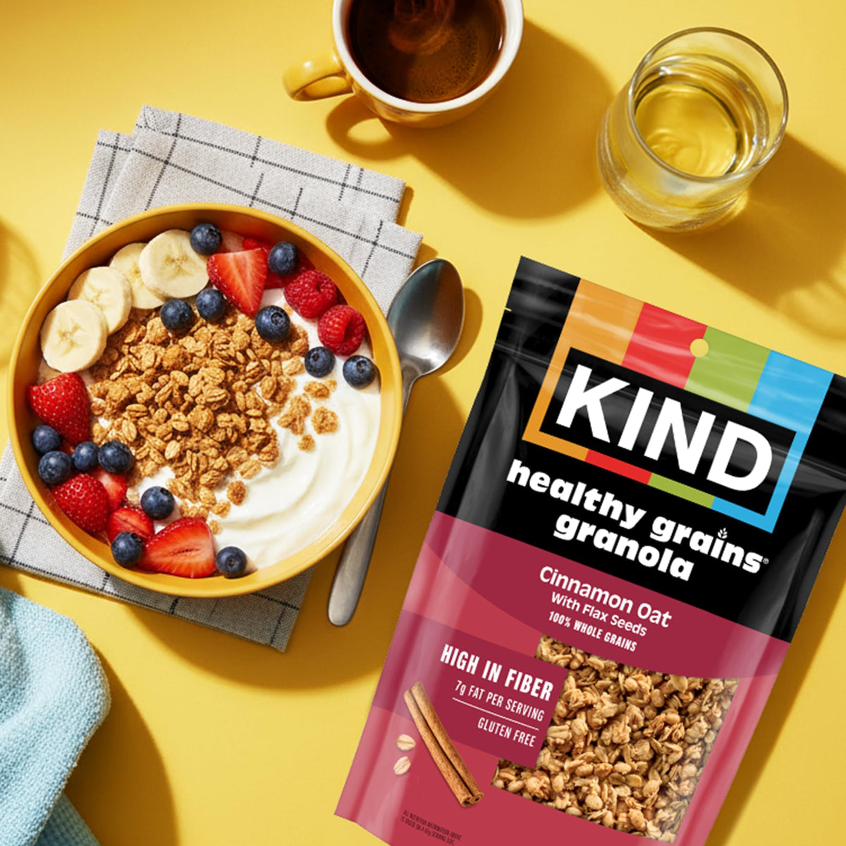 KIND Healthy Grains Cinnamon Oat Granola with Flax Seeds – Gluten Free, 6-Pack, 11 oz Each
