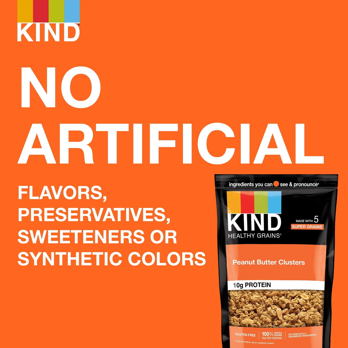Kind Healthy Grains Granola, Peanut Butter Clusters – Gluten Free, 10 g Protein, 11 oz, 6 Count