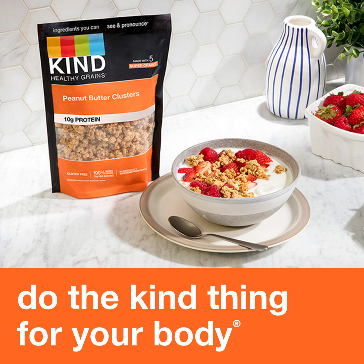 Kind Healthy Grains Granola, Peanut Butter Clusters – Gluten Free, 10 g Protein, 11 oz, 6 Count