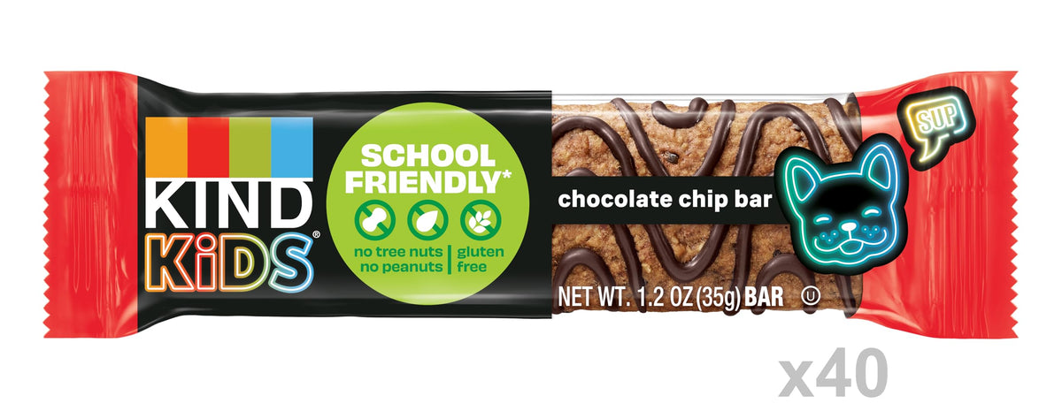 KIND Kids Granola Bars Chocolate Chip — Gluten Free, Nut Free, 40 Count, 5g Protein