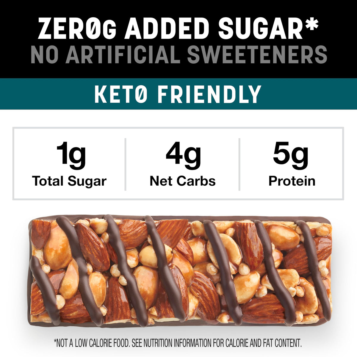 KIND ZERO Added Sugar Bars Variety Pack | Keto-Friendly, Gluten Free, High Fiber | 15 Bars