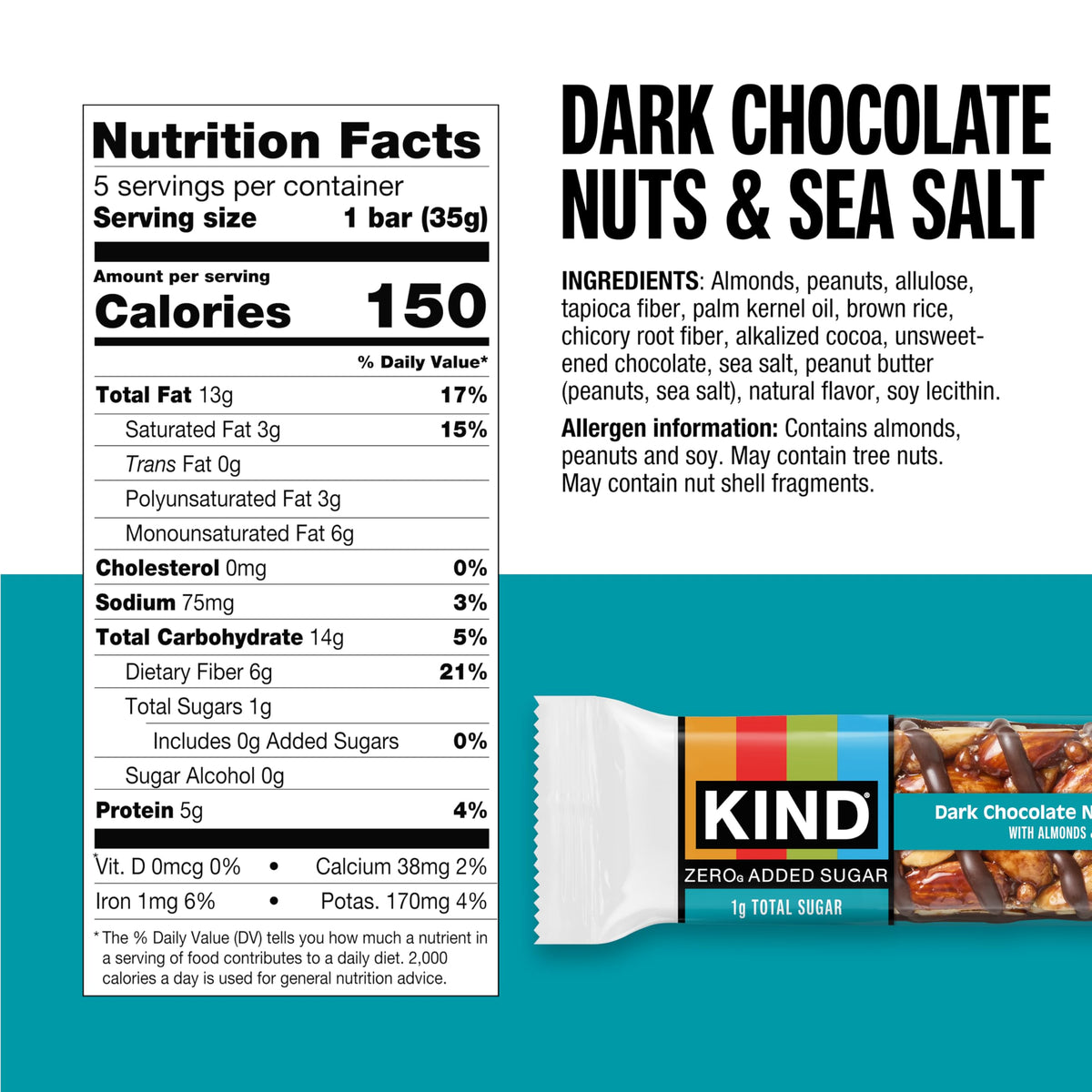 KIND ZERO Added Sugar Bars Variety Pack | Keto-Friendly, Gluten Free, High Fiber | 15 Bars
