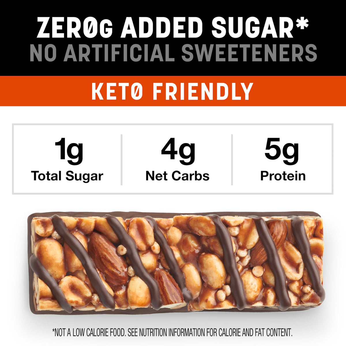 KIND ZERO Added Sugar Bars Variety Pack | Keto-Friendly, Gluten Free, High Fiber | 15 Bars