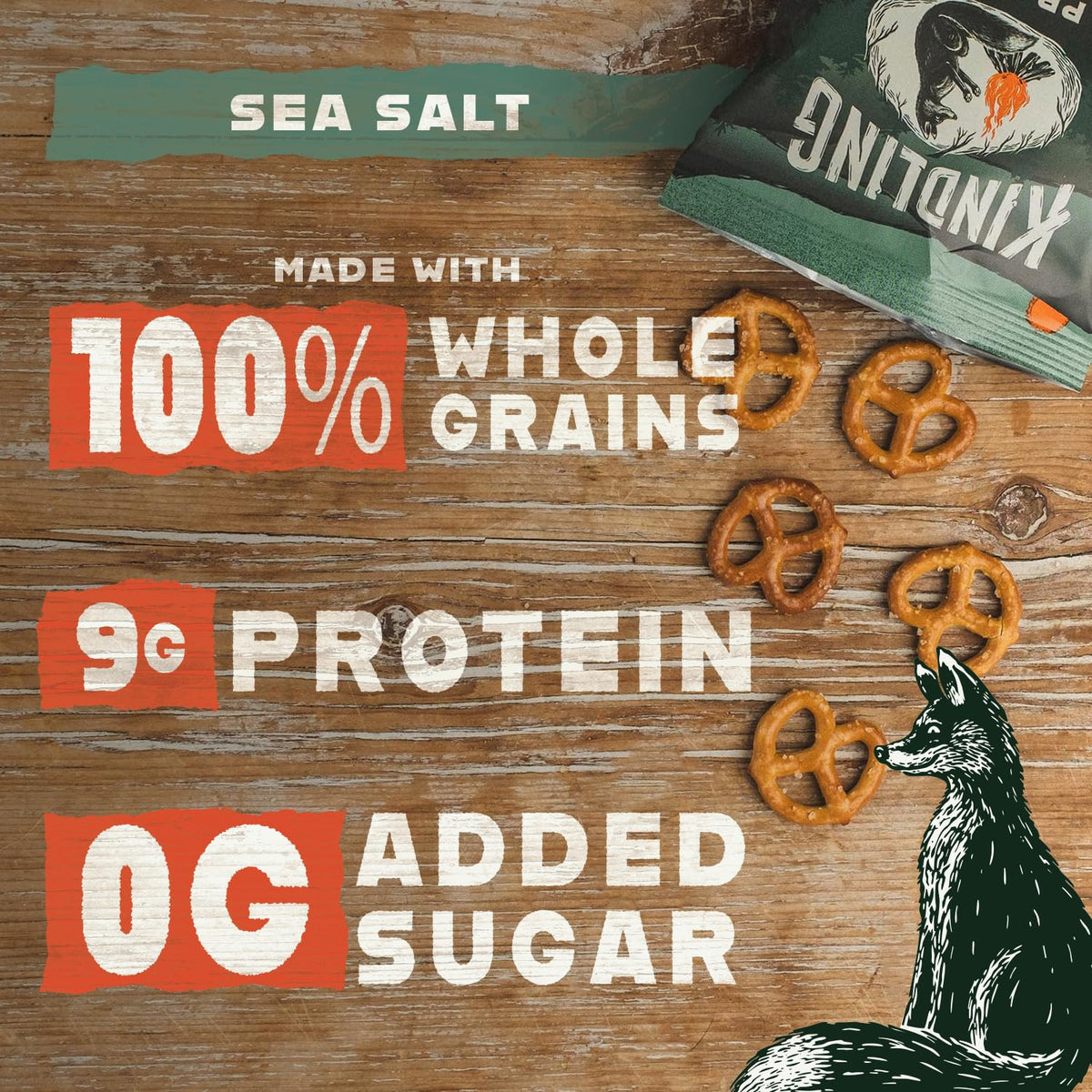 Kindling Protein Pretzels - Sea Salt | 8-9g Protein Per Serving | 4-Pack