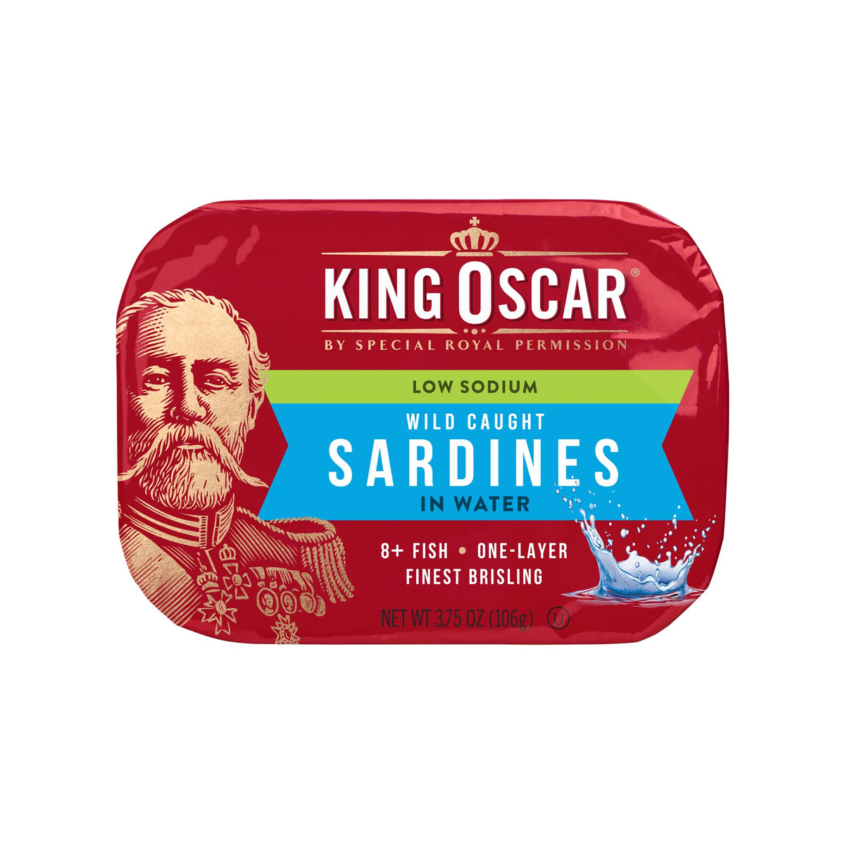 King Oscar Wild Caught Brisling Sardines in Pure Spring Water – 3.75 oz, Pack of 12