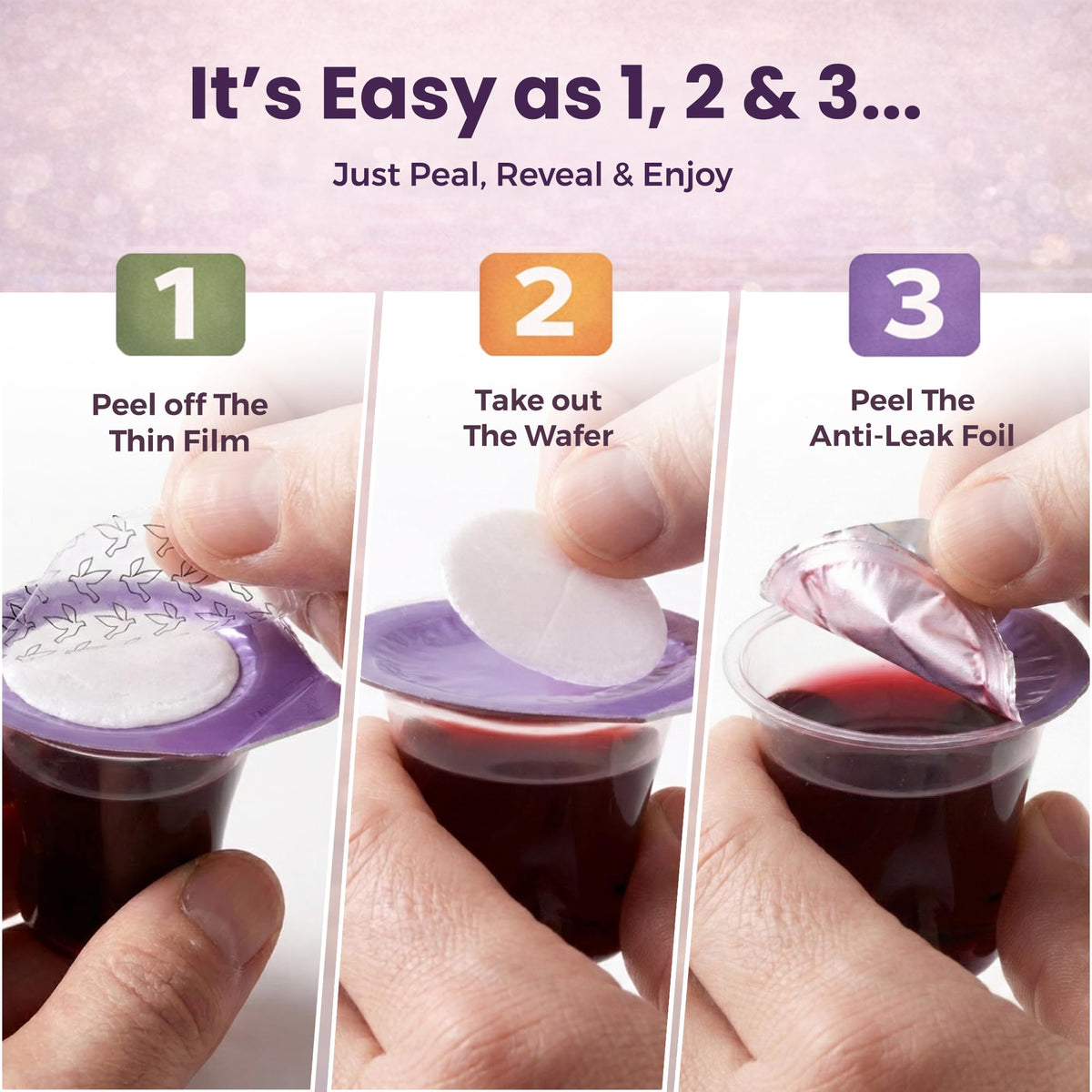 Kingdom Prefilled Communion Cups with Wafer (50ct, Red Juice) – 1-Year Shelf Life