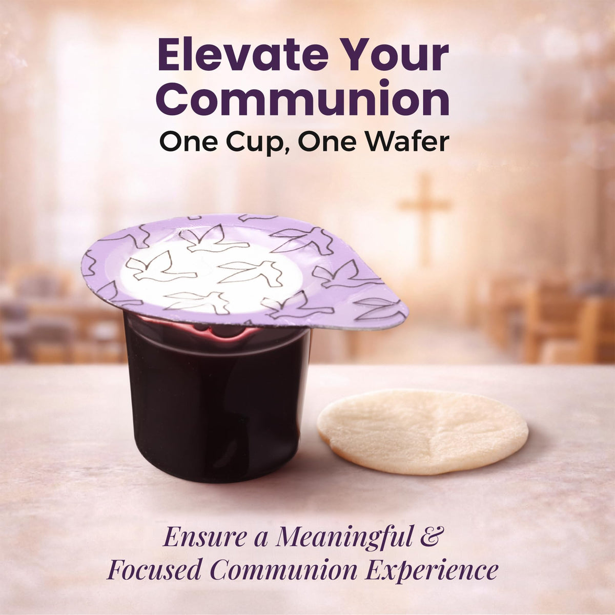 Kingdom Prefilled Communion Cups with Wafer (50ct, Red Juice) – 1-Year Shelf Life