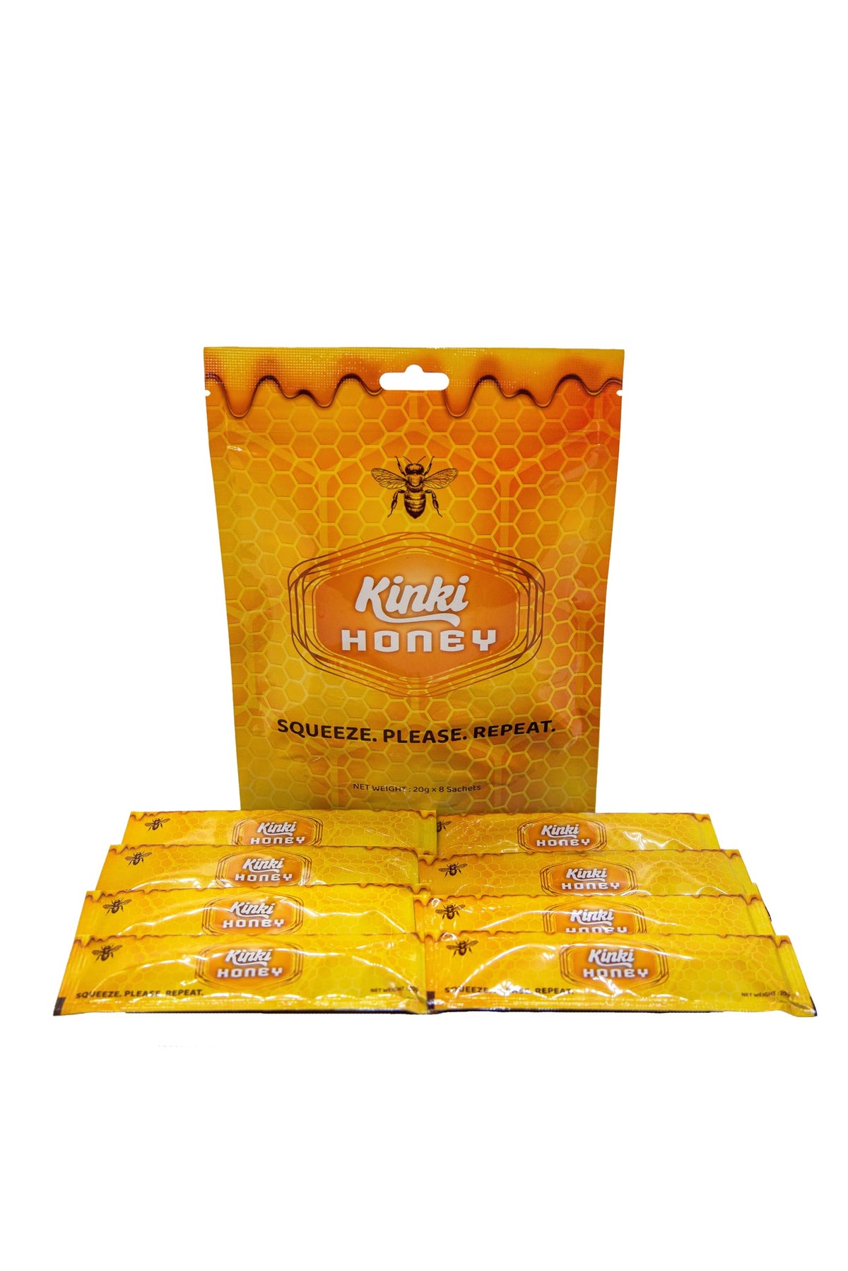 Kinki Honey Packs for Men and Women – 8 Pack (20g Each) Plant-Based Energy Honey, USA-Made