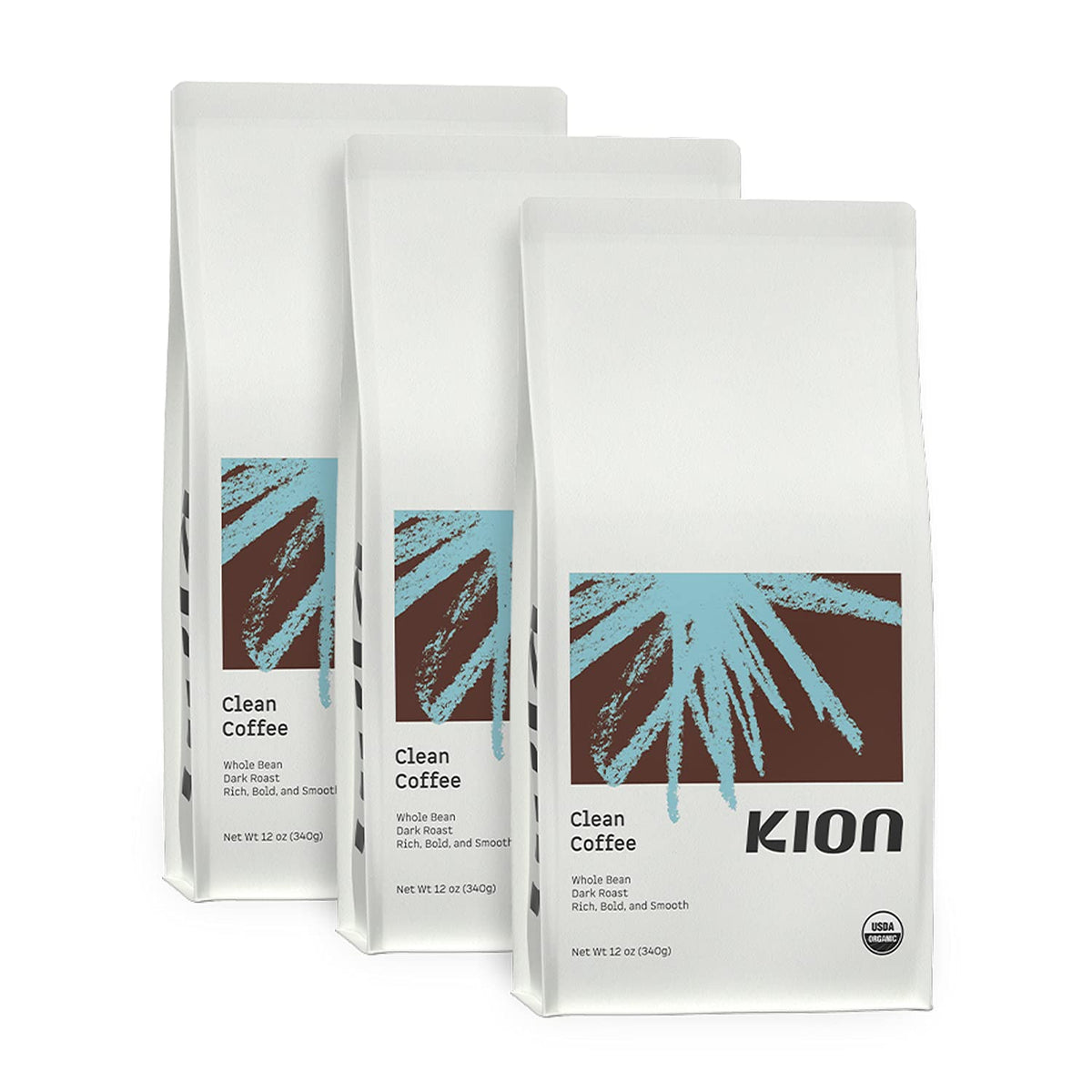 Kion Organic Coffee | Toxin-Tested, Dark Roast | 12 Oz (3 Pack)