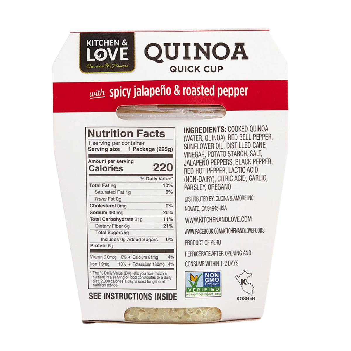Kitchen & Love Jalapeño & Roasted Pepper Quinoa Quick Meal 6-Pack | Vegan & Gluten-Free
