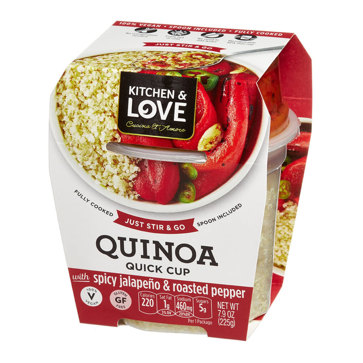 Kitchen & Love Jalapeño & Roasted Pepper Quinoa Quick Meal 6-Pack | Vegan & Gluten-Free