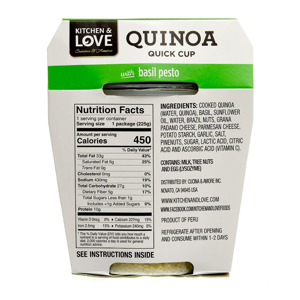 Kitchen & Love Basil Pesto Quinoa Quick Meal 6-Pack | Gluten-Free, Ready-to-Eat, Shelf-Stable