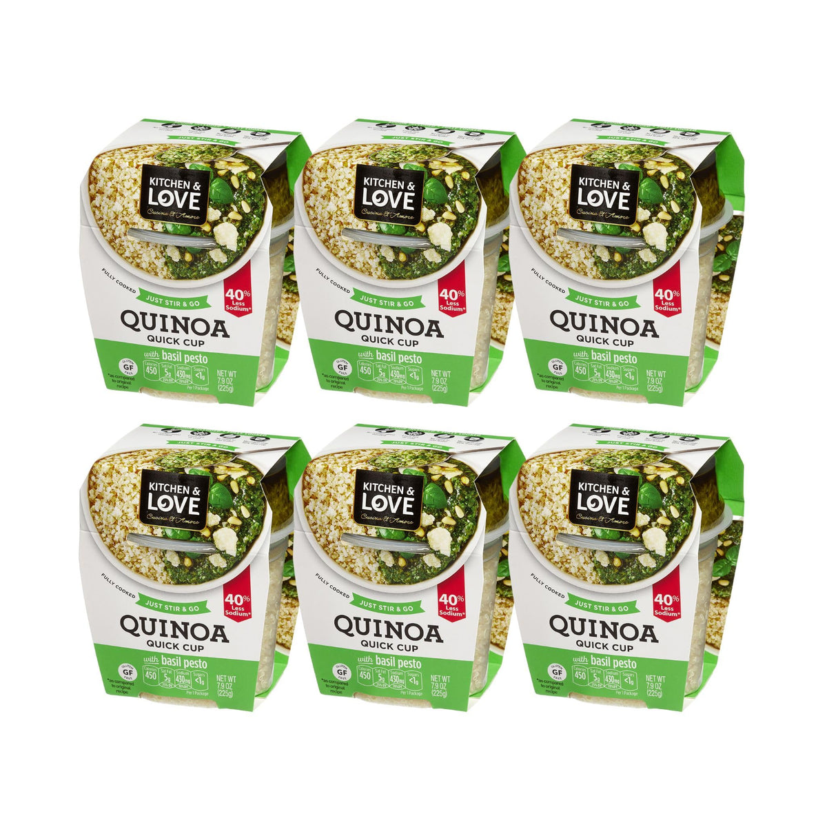 Kitchen & Love Basil Pesto Quinoa Quick Meal 6-Pack | Gluten-Free, Ready-to-Eat, Shelf-Stable