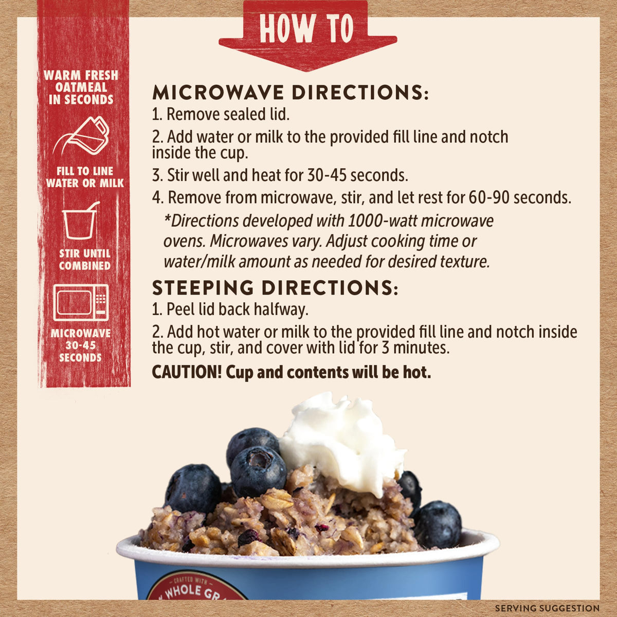 Kodiak Cakes Instant Oatmeal Cups – Blueberries & Cream, High Protein, 12 Cups