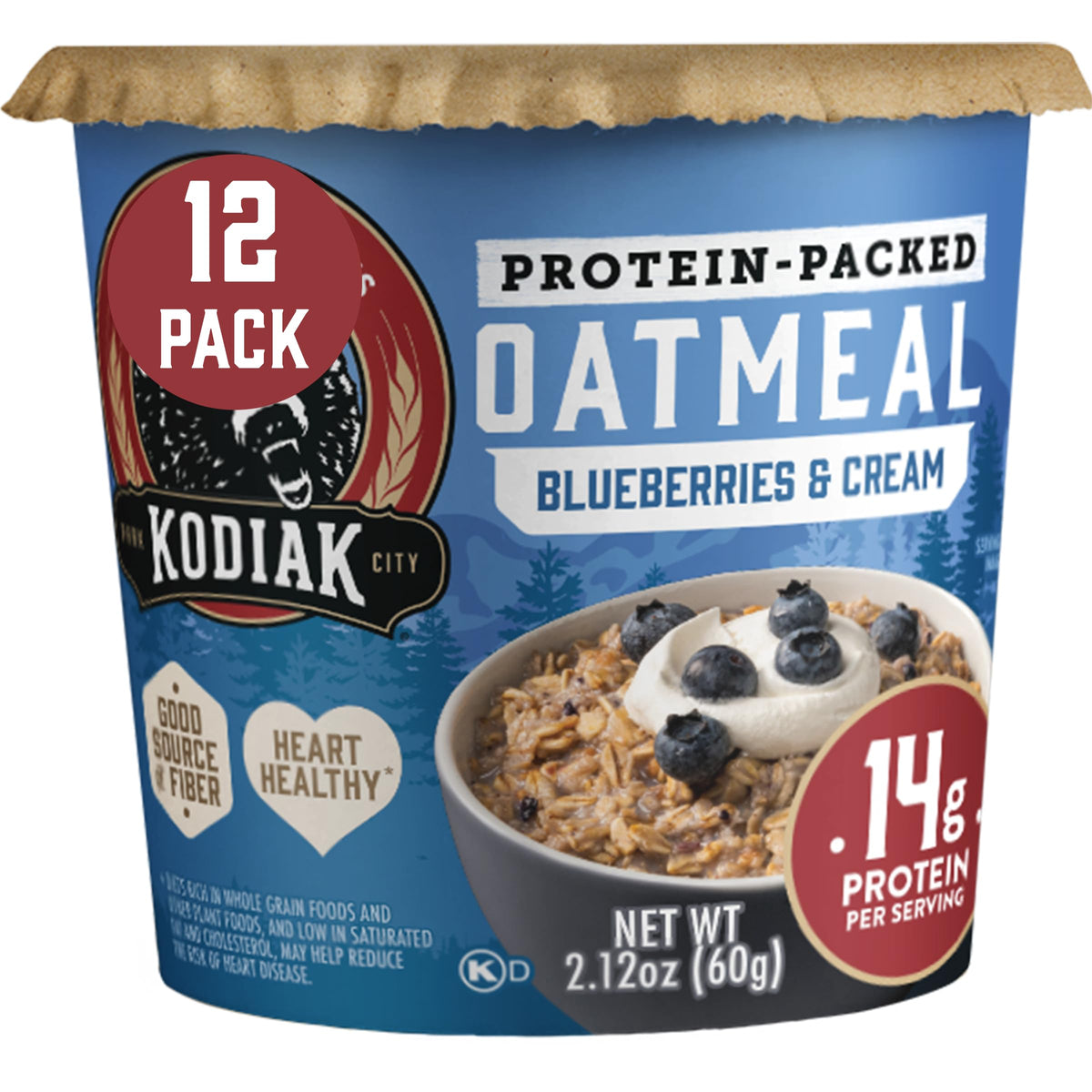 Kodiak Cakes Instant Oatmeal Cups – Blueberries & Cream, High Protein, 12 Cups