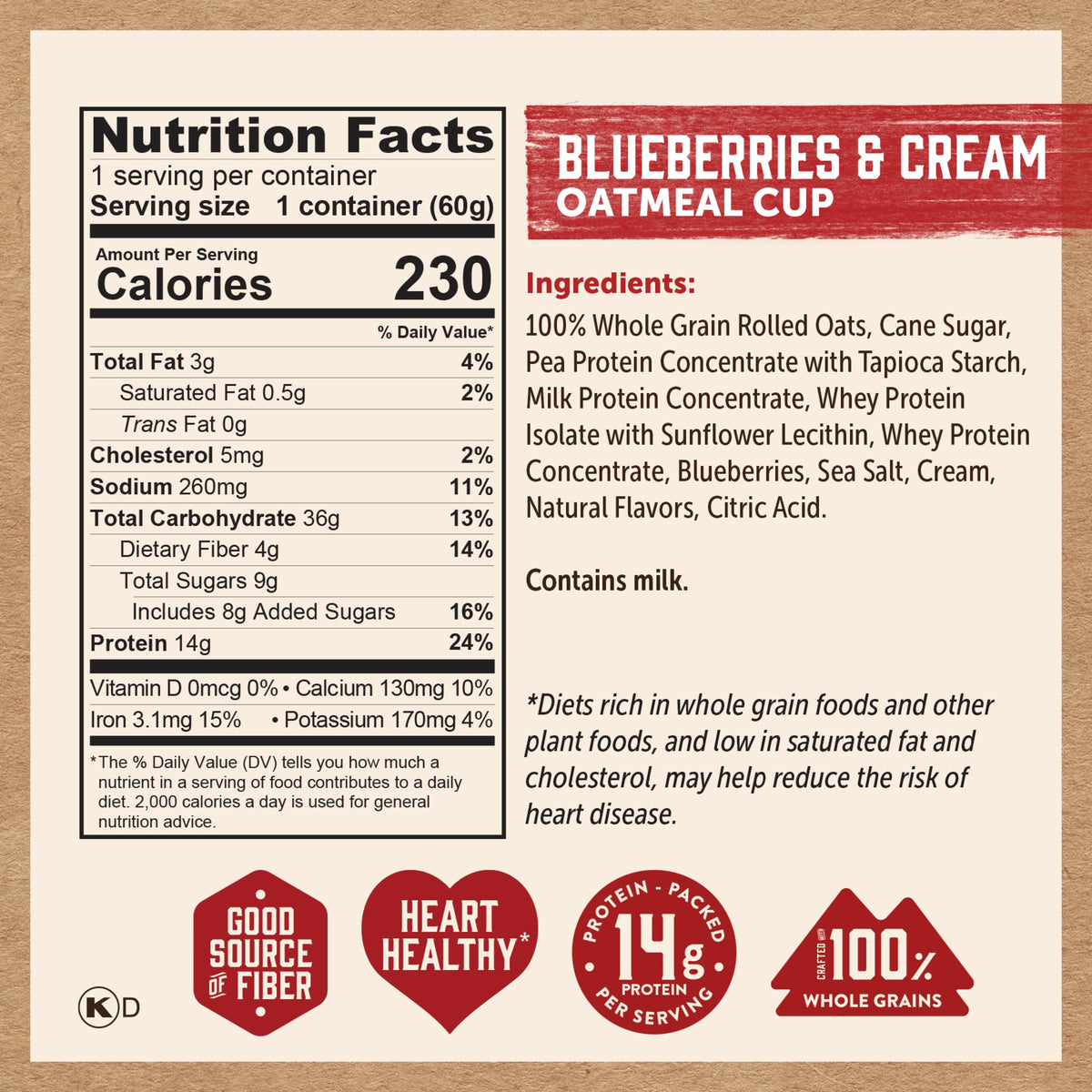 Kodiak Cakes Instant Oatmeal Cups – Blueberries & Cream, High Protein, 12 Cups