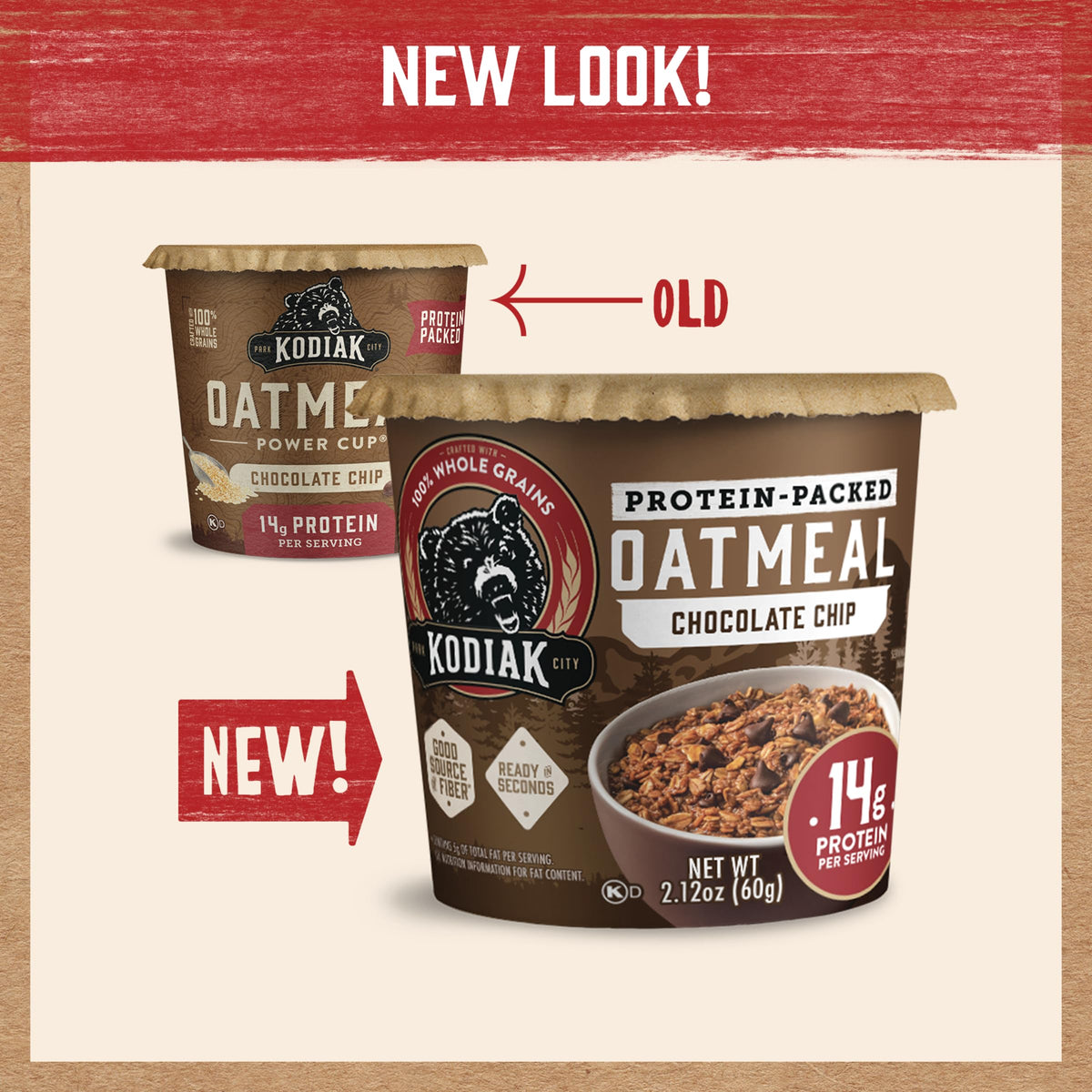 Kodiak Cakes Instant Protein Chocolate Chip Oatmeal in a Cup (2.12 oz, Pack of 12)