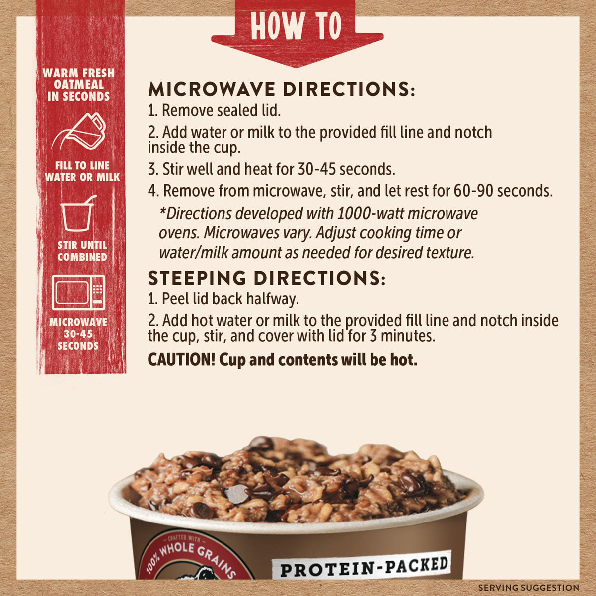 Kodiak Cakes Instant Protein Chocolate Chip Oatmeal in a Cup (2.12 oz, Pack of 12)