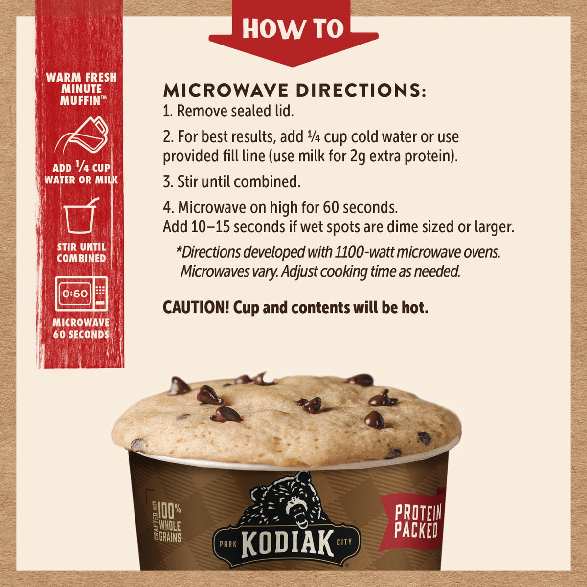 Kodiak Cakes Minute Muffins, Chocolate Chip – 12 Pack | 12 g Protein, 100% Whole Grains