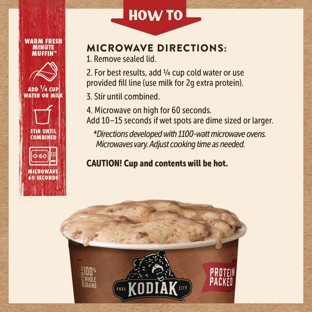 Kodiak Cakes Cinnamon Roll Minute Muffins – 12-Pack, 12g Protein