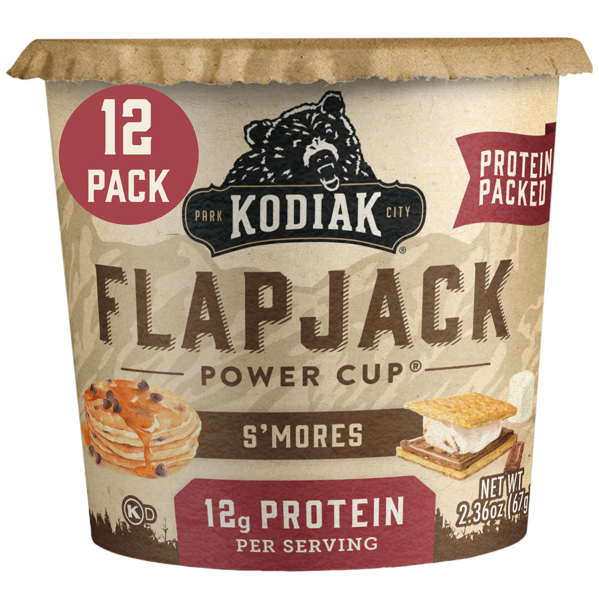 Kodiak Cakes Pancake On the Go S'mores – 12 Pack, Protein-Packed, Ready in 1 Minute