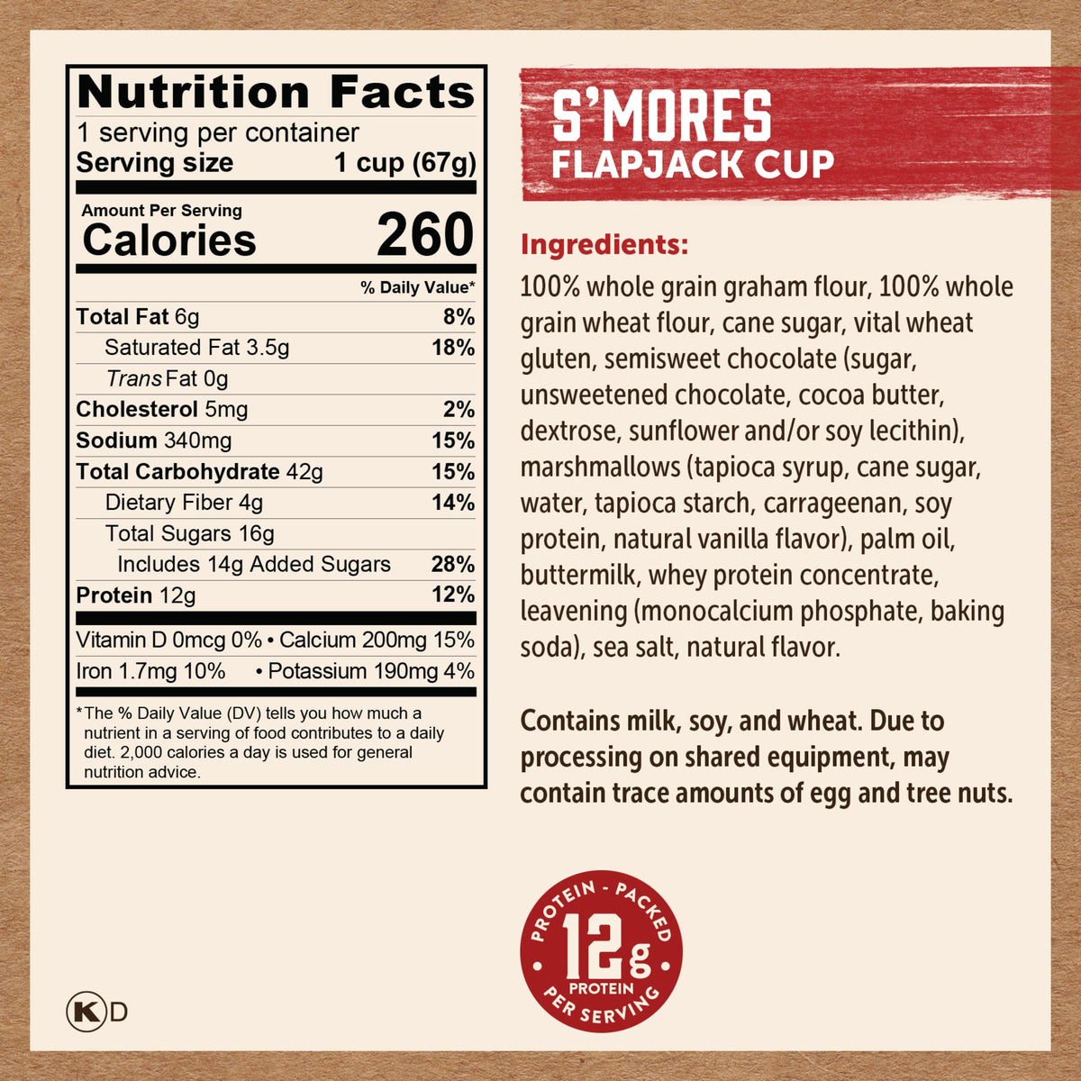 Kodiak Cakes Pancake On the Go S'mores – 12 Pack, Protein-Packed, Ready in 1 Minute