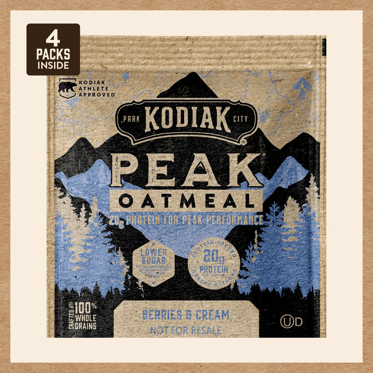 Kodiak Cakes Peak Oatmeal Packets – Berries & Cream, 20g Protein, 100% Whole Grains, 24-Pack