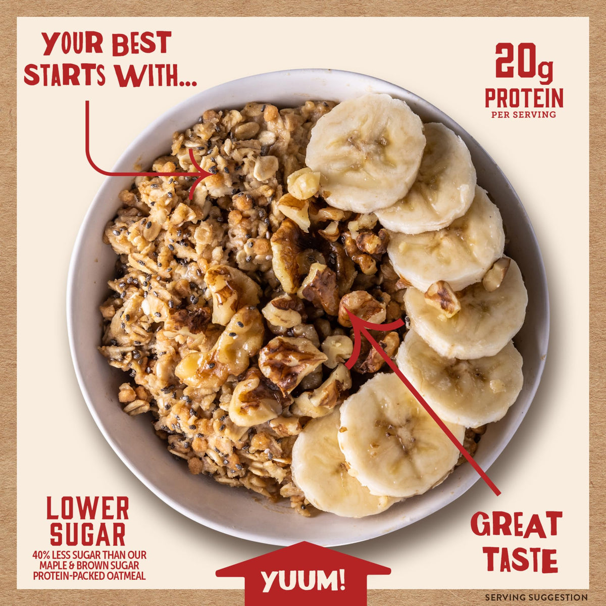 Kodiak Cakes Peak Banana Nut Oatmeal Packets – 20g Protein, Whole Grains